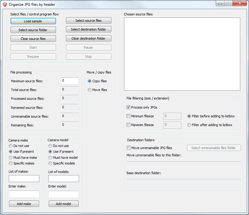 Organizing picture files by header