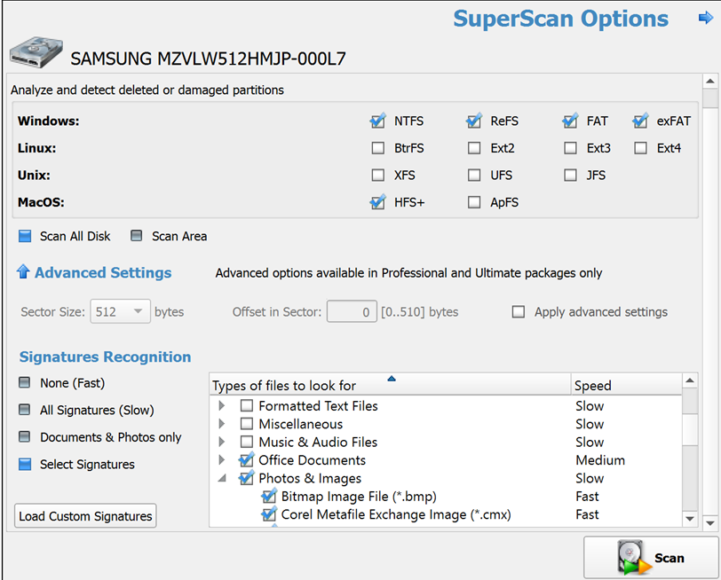 file recovery software screenshot