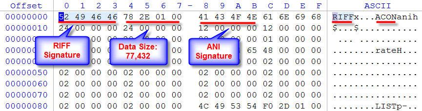 ANI animation file - signature inspection